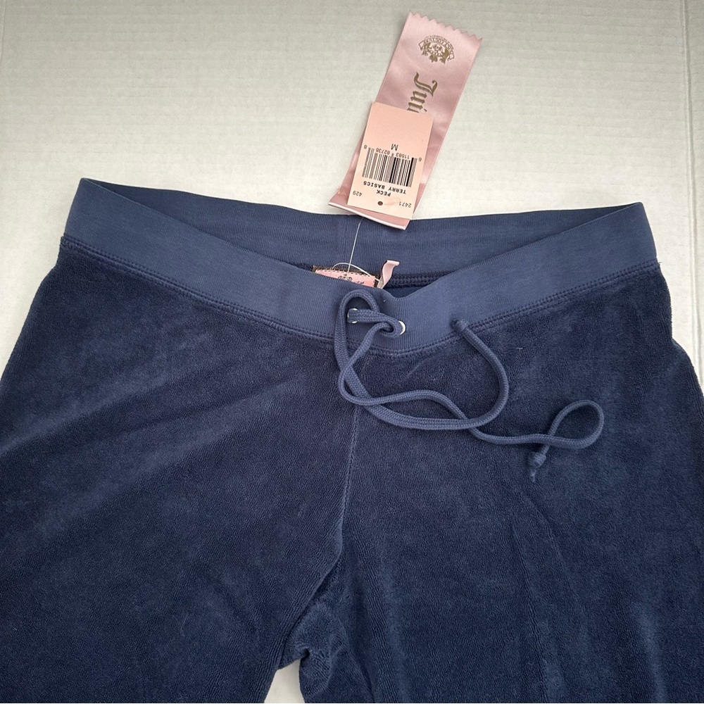 NWT Y2K Original Juicy Couture Peck Blue Terry Cropped Crop Capri Pants Medium - Picture 6 of 7